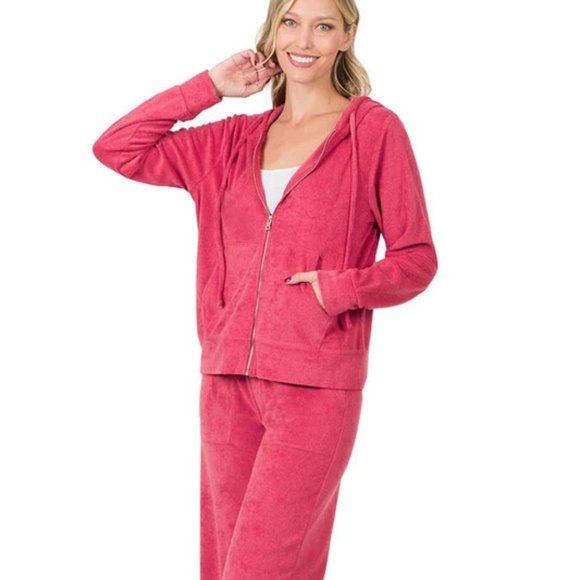 Zenana Zip up hoodie jacket and pants - Picture 4 of 6